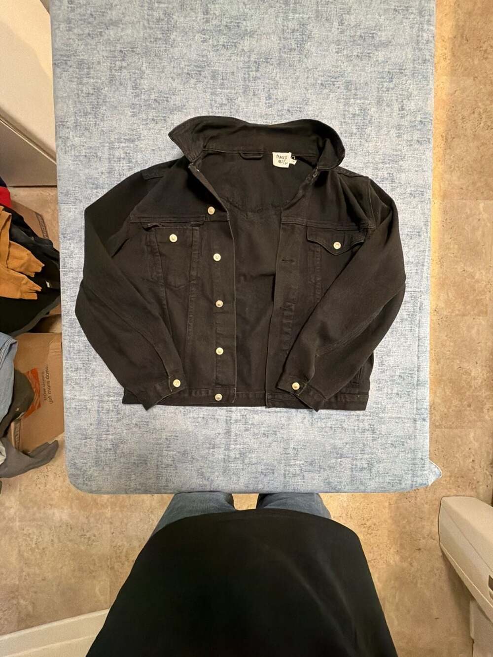Princess Polly Black Denim Trucker Jacket Size S/M